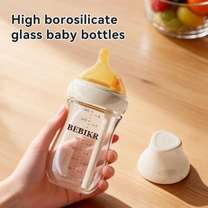 Ensemble de biberons en verre anti-colique avec <span class=keywords><strong>tétine</strong></span> en silicone à grande capacité, sans BPA, personnalisable OEM/ODM <span class=keywords><strong>pour</strong></span> nourrissons - Product Image 2