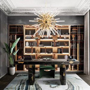 Contemporary Luxury Office Furniture Natural Black Marble Home Office <strong>Desks</strong> Computer <strong>Desks</strong> Writing <strong>Desks</strong> - Product Image 4