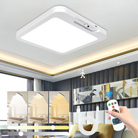 Lampe de plafond LED à capteur de mouvement avec lustre moderne sans fil Éclairage intérieur Dimmable Forme carrée Télécommande pour