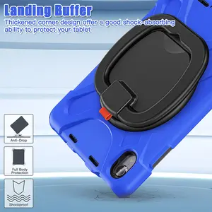 For IPad Mini 6 2021 Thick Silicone Shockproof Heavy Duty Rugged Rotating Kickstand Shoulder Strap Kids Tablet Case Cover