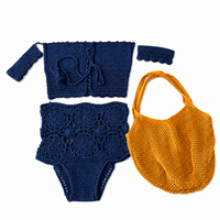 Ensemble de maillots de bain en crochet bohème avec sac de plage pour femmes, 2 pièces, pour les vacances d'été à la plage