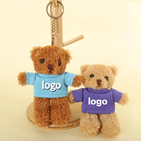 Porte-clés en peluche ours en tissu imprimé avec logo, mini 4 pouces, personnalisé, populaire, vente en gros, jouets Songshan, cadeaux