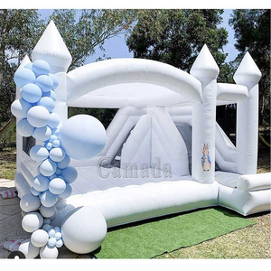 Trắng nhà bị trả lại Inflatable đám cưới màu trắng bouncy lâu đài bên thuê nhà bouncy với Slide - Product Image 2