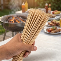 Brochettes en bambou épaissies, robustes, anti-casse, écologiques, résistantes à la chaleur, jetables, pour barbecue de camping et usage domestique