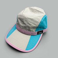 Casquette de course QKD 3D brodée en velours côtelé et nylon respirant et imperméable, ajustable, pour hommes et femmes, bleu marine et jaune fluo, pour l'extérieur