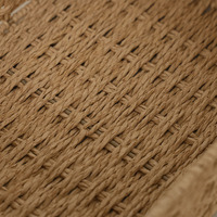 Panier de rangement rectangulaire léger en corde de papier tressée, écologique et polyvalent, avec poignée en bois marron, pour la maison et le bureau