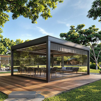 Gazebo motorizado que cubre la sombra Cabañas al aire libre Resistente a la intemperie Louvre Techo Pérgola
