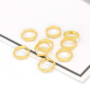 Hexagonal Copper <b>Ring</b> 18K Gold Plated Spacer Bead DIY Jewelry Finding Accessory - Product Image 2