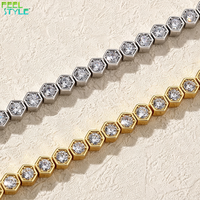 Bracelet tennis pour femme serti de zircone cubique ronde, ton or et argent, bijou de mode pour soirée