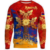 Vente en gros POD Croix d'Arménie-Armoiries du Patron Graphique Fête Nationale Vêtements Personnalisés O-Neck Pullover Casual Men's Sweatshirt