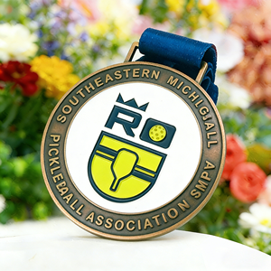 Custom Pickleball Paddle-Shaped Double-Sided Medal <strong>Set</strong> Zinc Alloy Antique Silver Plated With 3D Wave Relief &amp; Hd Color Printing - Product Image 1