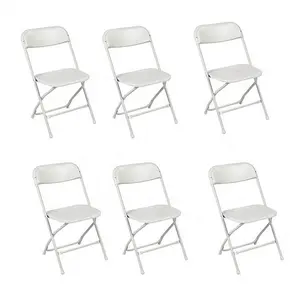 Ucuz toptan plastik sandalye kullanılan Metal beyaz katlanır sandalye açık plastik mobilya sandalye ve masa