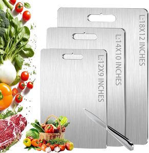 Tabla de Cortar de Metal Grande y Duradera de Grado Alimenticio para Cocina, Tabla de Cortar de Titanio de Doble Cara, Tabla de Cortar de Acero Inoxidable 304 - Product Image 1