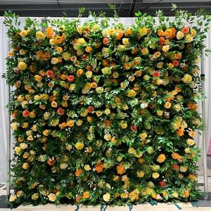 Panel <span class=keywords><strong>de</strong></span> Pared <span class=keywords><strong>de</strong></span> Plantas Artificiales 3D H48, Fondo <span class=keywords><strong>de</strong></span> Pared Rojo, Amarillo y Negro, Panel <span class=keywords><strong>de</strong></span> Flores para Decoración <span class=keywords><strong>de</strong></span> Bodas, Jardín Exterior - Product Image 4