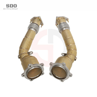 SD Hochleistungs-Downpipe mit Katalysator für Porsche Cayenne 958 GTS 4.8L 2012-2014 Racing T304 Auspuff mit Gold-Hitzeschild
