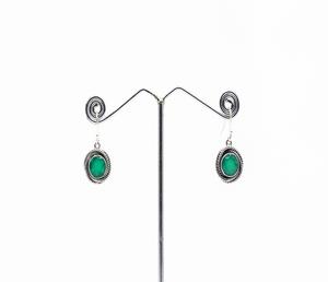 Boucles d'oreilles pendantes artisanales en onyx vert, pierre précieuse naturelle, argent sterling 925, pour femmes, vente en gros, fabricant - Product Image 1