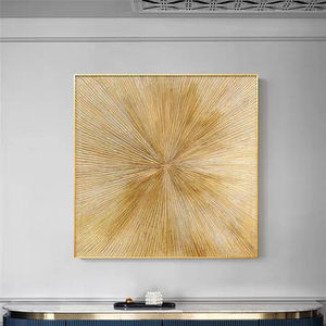 Factory Abstract 3D Golden Lines Art Deco Hanging <strong>Wall</strong> Artwork Living Room Large <strong>Size</strong> Simple Gold 100% Hand Painted Oil <strong>Canvas</strong> - Product Image 1