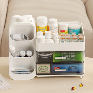 Boîte à médicaments en plastique pour la maison, type tiroir de rangement multicouche, boîte d'organisation transparente, grande capacité, étagère à médicaments de bureau - Product Image 3