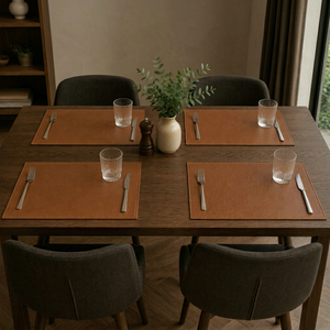Sous-plats en cuir véritable sur mesure, résistants à la chaleur, en peau de vache, commande en gros pour restaurants modernes LPM-0011C - Product Image 1