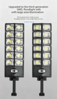 Lámpara Solar de Calle de Alta Luminosidad 504LED, IP65 Impermeable, con Sensor de Movimiento, Control Remoto, Funcionamiento Automático del Anochecer al Amanecer, Baja Temperatura