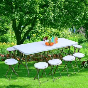 Hot Sale 6ft 180cm in Half Outdoor Events Wedding Rectangular White HDPE Picnic Dining Plastic Folding <b>Table</b> - Product Image 6