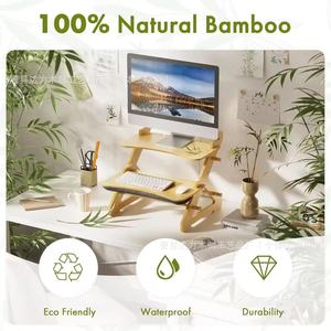 Wooden Desktop Keyboard Stand 2 Tier Portable Adjustable Height <b>Computer</b> <b>Desk</b> Organizer With Monitor Support And Storage Shelf - Product Image 2