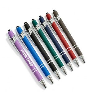 Stylet tactile et stylo bille en métal et plastique noir, avec encre noire, gravure personnalisée, pour cadeau d'entreprise, vente en gros - Product Image 1
