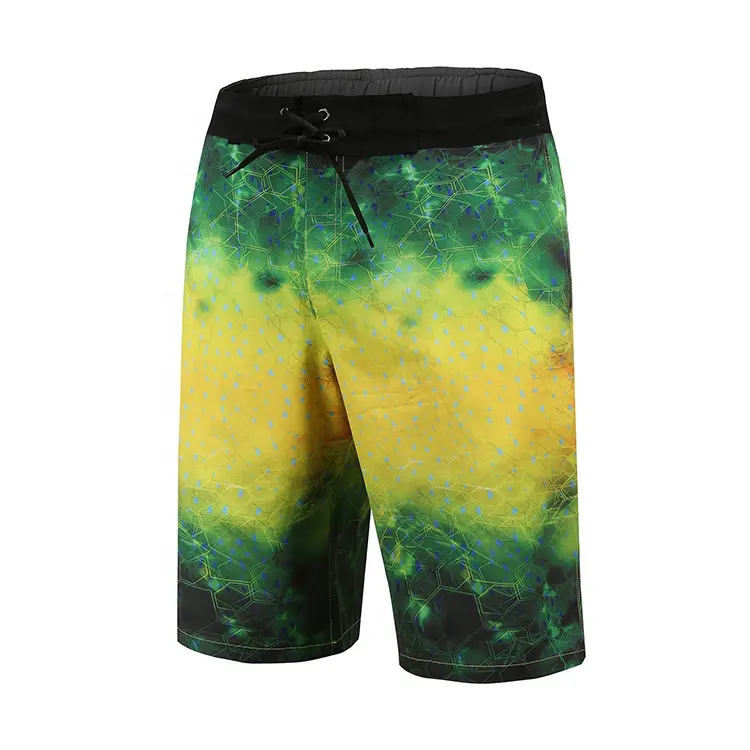 High quality custom logo green dorado sublimation print pelagic mens fishing shorts Board shorts Swim trunks