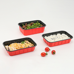 Dùng Một Lần Dày Thức Ăn Nhanh Bento Hộp Lò Vi Sóng An Toàn Màu Đỏ Màu Đen Hình Chữ Nhật Thực Phẩm Đóng Gói Nhựa PP Hộp Ăn Trưa - Product Image 1