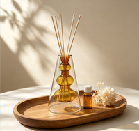 Diffuseur d'arômes en verre double couche, flacon transparent avec récipient intérieur ambré en forme de cône, pour parfum d'intérieur, bouteille à bâtonnets, décoration de table