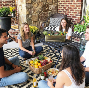 พรมปูพื้นกลางแจ้งลายเรขาคณิตแบบกลับด้านได้ ผลิตด้วย<span class=keywords><strong>เครื่อง</strong></span>จักร เป็นมิตรกับสิ่งแวดล้อม <span class=keywords><strong>ซัก</strong></span>ได้ ทนต่อคราบสกปรก ผ่านการตรวจสอบมาตรฐาน BSCI - Product Image 4