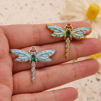 Pendentif F347 Libellule Dégradée en Émail avec Zircons Pavés pour Bijoux et Accessoires Vestimentaires