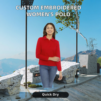 Chemises polo pour femmes en tricot uni brodées sur mesure, 100% coton, séchage rapide, respirantes, vêtements d'équipe, chemises polo de golf et de sport