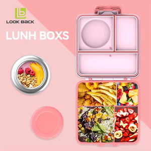 Nhà máy OEM ODM trường trẻ em nhỏ Stackable <span class=keywords><strong>container</strong></span> thực phẩm Bento Hộp Ăn Trưa với bìa và Chai nước đặt - Product Image 2