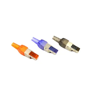 Toolless ประเภท cat6A แจ็คคีย์สโตน RJ45 cat6A STP 8P8C แจ็คคีย์สโตนโมดูลเครื่องมือฟรี FTP ปลั๊กโมดูลาร์