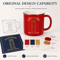 Tasses à café en céramique souvenir touristique de Londres (Royaume-Uni) avec logo plaqué or des bâtiments emblématiques, personnalisables OEM ODM en gros