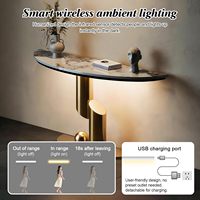 Table console moderne en marbre doré avec éclairage intelligent à capteur, robuste et facile à nettoyer, meuble d'appoint pour chambre, salon, couloir