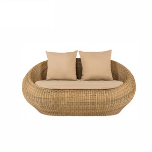 Custom Round Egg Shape PE Rattan Outdoor Sofa Set <b>Wicker</b> Patio Conversation Furniture Set with Cushion & Glass Top <b>Coffee</b> <b>Table</b> - Product Image 6