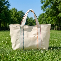 Sac à fermeture éclair personnalisé avec bordure ondulée arc-en-ciel, sac de rangement pour cosmétiques avec poignée, sac de toilette de voyage en toile vierge personnalisable
