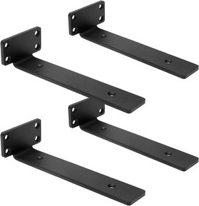 Rustic Industrial <strong>Black</strong> 6-Inch 1/5'' Thick Hidden Metal Steel L <strong>Bracket</strong> Wall <strong>Shelving</strong> Supports Metal Shelf <strong>Bracket</strong> - Product Image 1