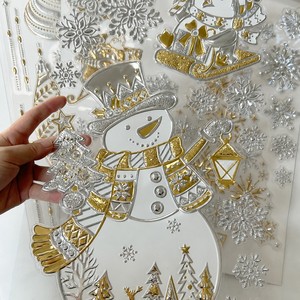 <span class=keywords><strong>Adesivo</strong></span> Murale Natalizio 3D in Rilievo, Fiocchi di Neve e Alberi Argento e Oro, Decorazione Adesiva <span class=keywords><strong>per</strong></span> Finestre Festive - Product Image 2