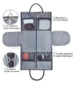 MX Durable Suit Bag Waterproof Clothes Storage Bag Rolling Garment Bag For Business Trips