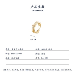 Muyu Geometric Open Ring Gold Pave Setting Index Finger Ring For Party Fashion Jewelry - Product Image 3