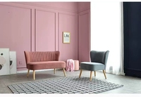 Chaise de salle à manger de style nordique moderne de luxe, tissu en velours rose/gris capitonné, pieds en bois massif pour la maison, le bureau, la chambre
