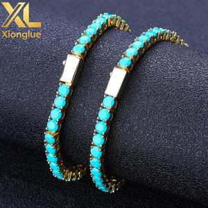 Collier chaîne tennis en cuivre de haute qualité plaqué or 18 carats avec fermoir à pression à sertissage par tension et taille brillant rond, unisexe, pour les fêtes - Product Image 3