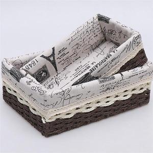 Cestini di <span class=keywords><strong>vimini</strong></span> con manico e fodera Set di carta corda intrecciata cestini decorativi per ripiani bagno cucina <span class=keywords><strong>pane</strong></span> di frutta - Product Image 3