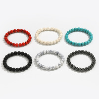 Bracelet en turquoise naturelle de style européen américain, perles de 8 mm, unisexe, minimaliste, cadeau pour couple