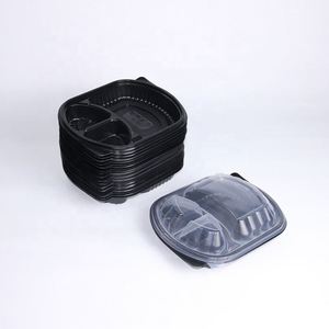 Contenedor de Alimentos Desechable de Alta Calidad con 3 Compartimentos, Grado PP, Grosor Personalizado, Color Negro, para Pizza y Comida para Llevar - Product Image 1