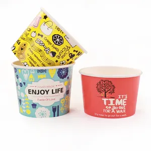Hochwertige biologisch abbaubare Einweg-Eiscreme-Joghurt-Dessert-Gelee-Papercup-Getränke-Eiscreme-Papiers chale