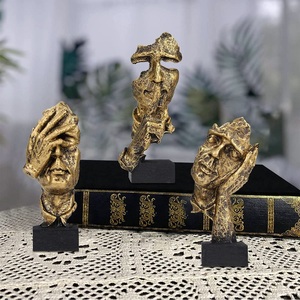 3 pièces de Sculptures en polyrésine de Statue de penseur, non entendu, non vu, non parlant, décoration moderne de la maison, artisanat en résine